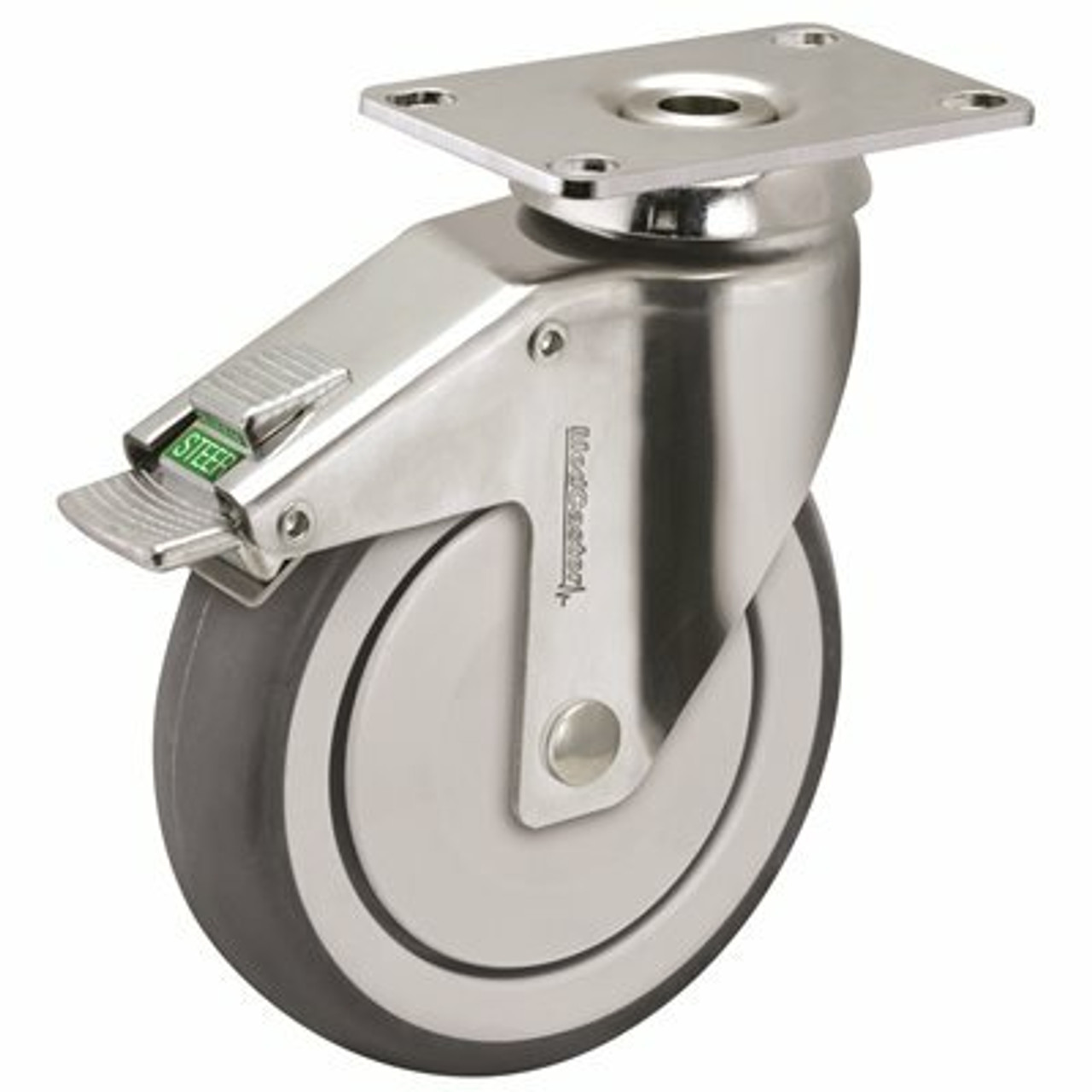 Medcaster Hospital Caster, Chrome, 6 In., Direction Lock, 260 Lbs Capacity