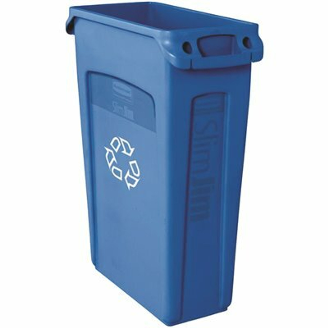 Rubbermaid Commercial Products Slim Jim 23 Gal. Blue Recycling Container With Venting Channels