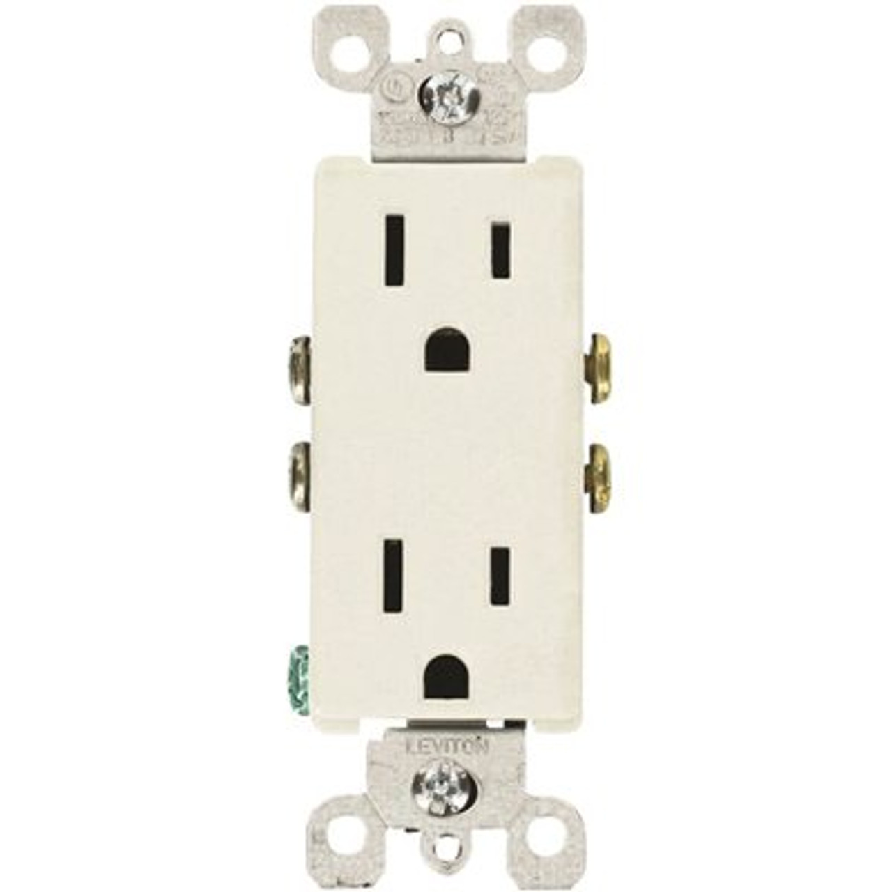 Leviton Decora 15 Amp Residential Grade Grounding Duplex Outlet, White - 318709166