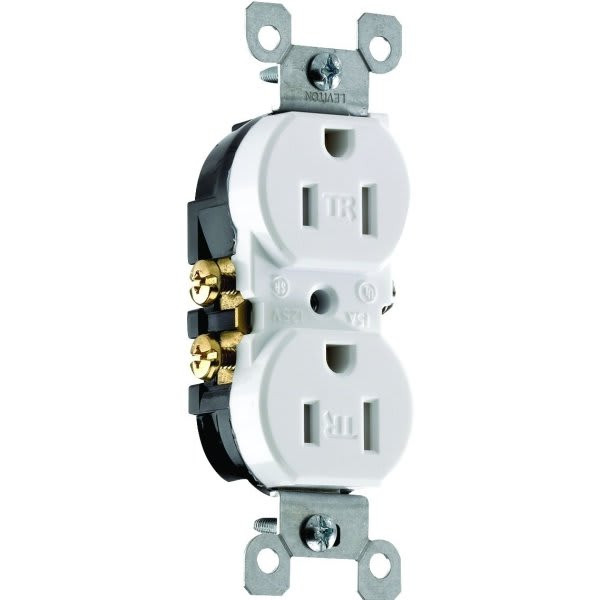 Leviton 15 Amp Tamper-Resistant Duplex Outlet, White