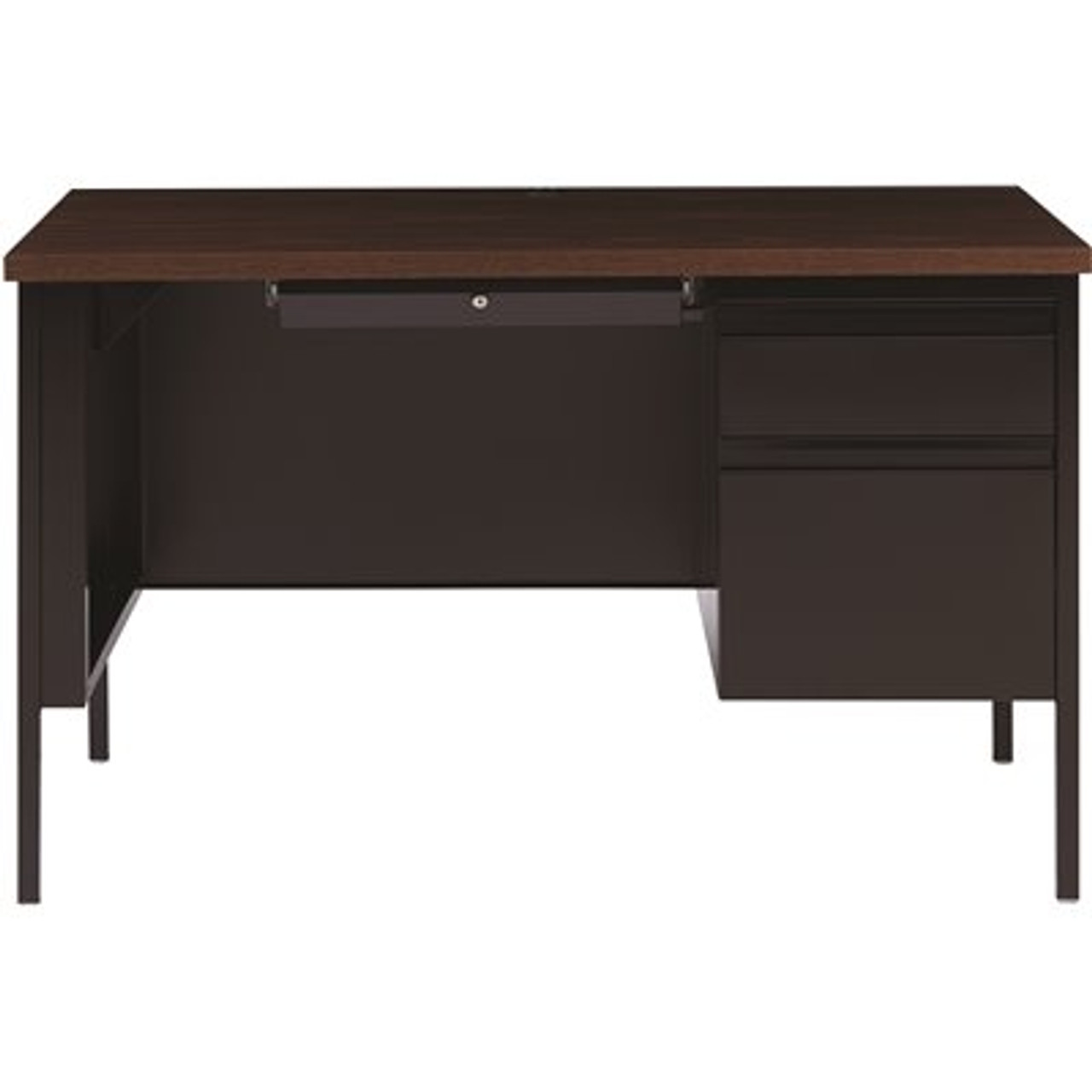 Hirsh Commercial 48 In. W X 30 In. D Rectangular Black / Walnut 3-Drawer Executive Desk With Right-Hand Single Pedestal File