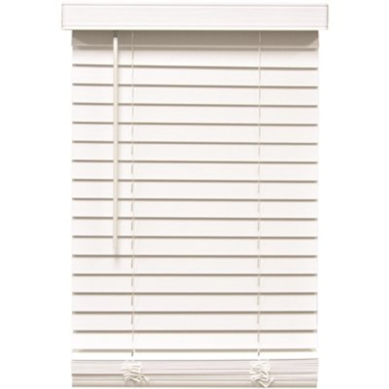 Home Decorators Collection White Cordless Room Darkening Faux Wood Blind 2 In. Slats 58 In. W X 60 In. L