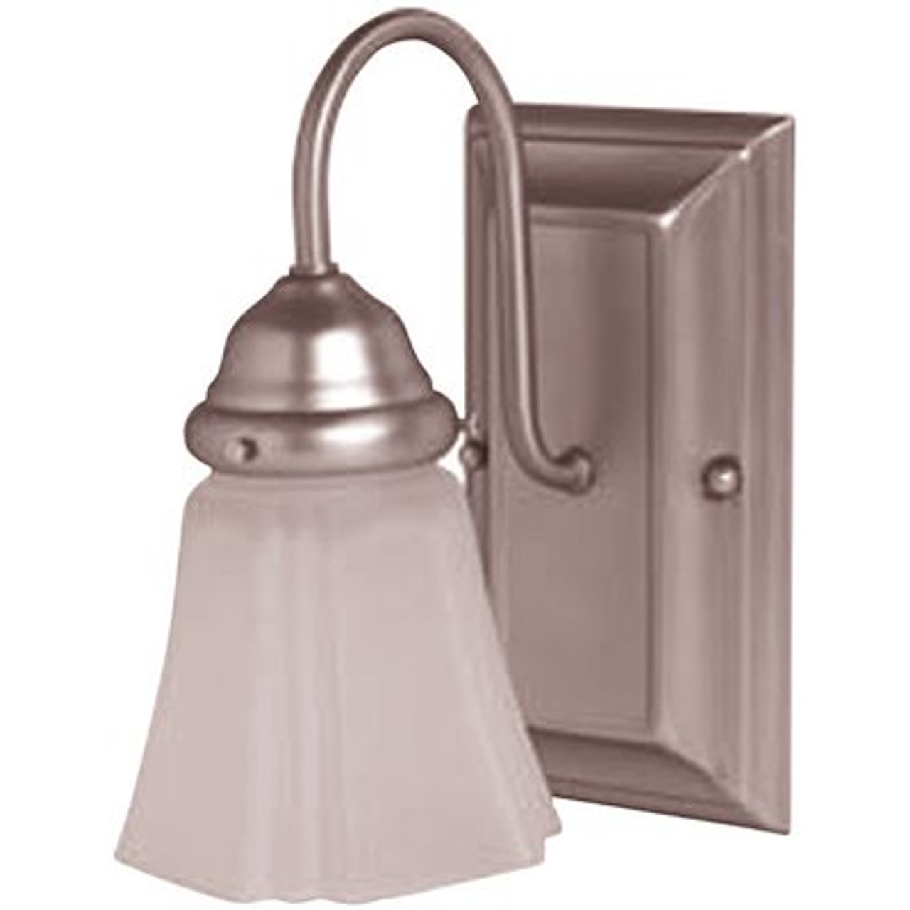 4.6 In. 1-Light Satin Nickel Wall Sconce With Clear Glass Shade