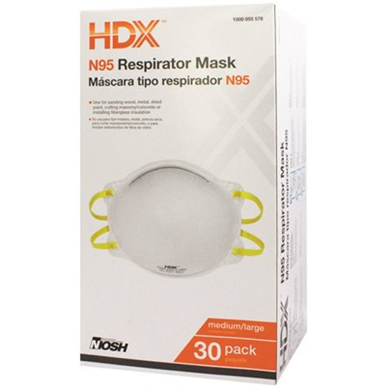 Hdx N95 Disposable Respirators Medium/Large Box (30-Pack)