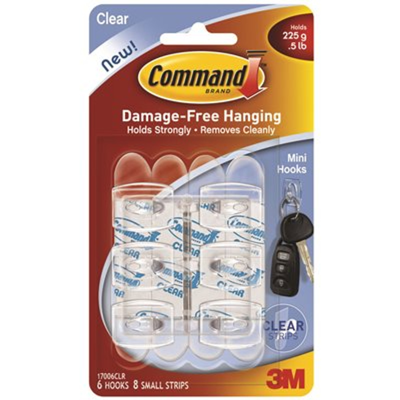 Command Mini Clear Hooks With Clear Adhesive Strips (Case Of 36,6-Hooks, 8 Strips)