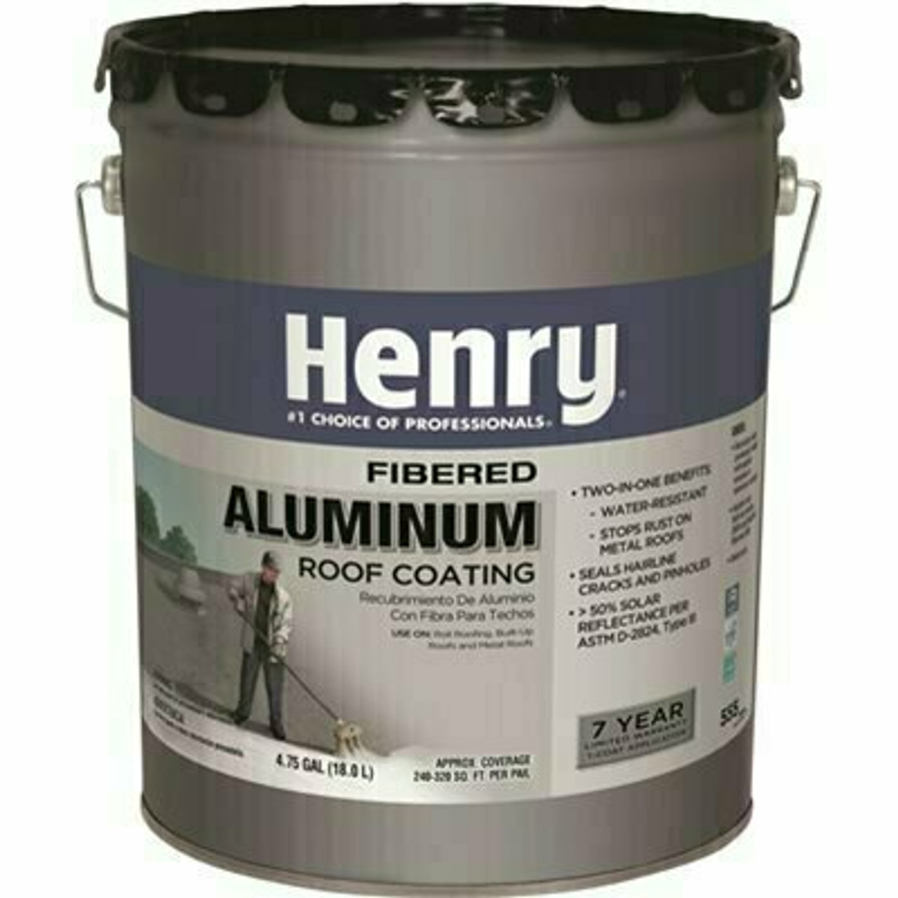 Henry 4.75 Gal. Premium Fibered Aluminum Reflective Roof Coating