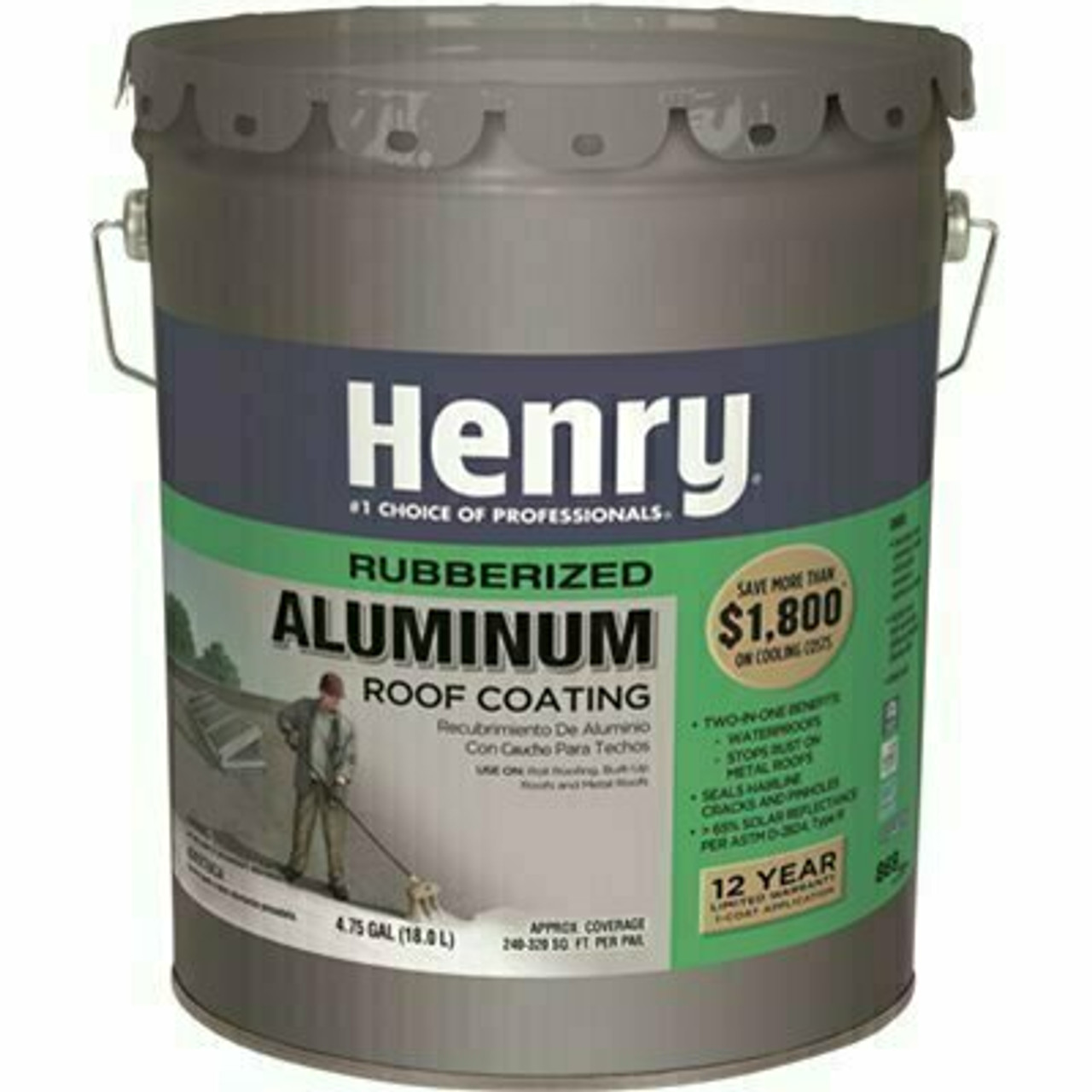 Henry 4.75 Gal. Rubberized Aluminum Reflective Roof Coating