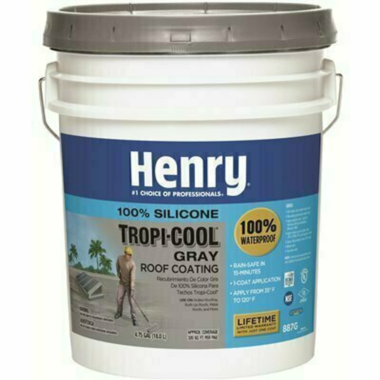 Henry 4.75 Gal. 887G Tropi-Cool 100% Silicone Gray Roof Coating
