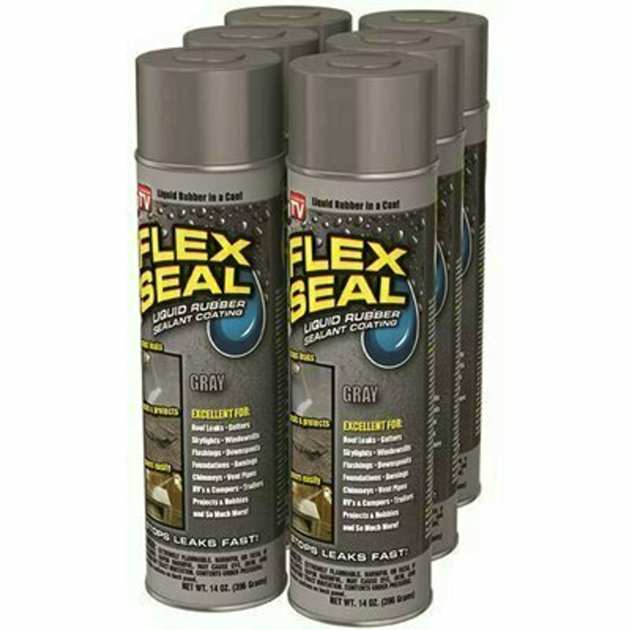 Flex Seal Family Of Products Flex Seal Gray 14 Oz. Aerosol Liquid Rubber Sealant Coating (6-Piece)