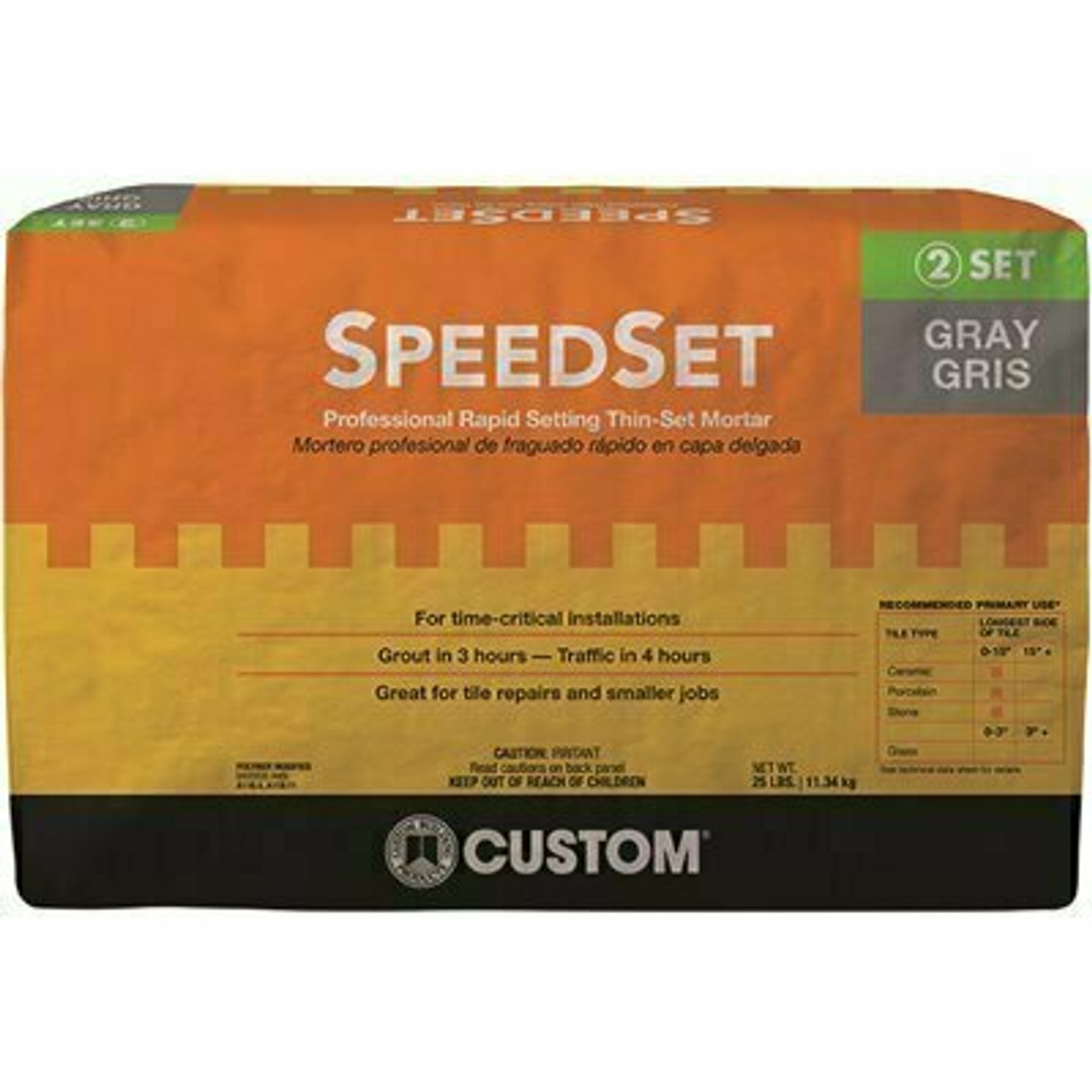 Custom Building Products Speedset 25 Lb. Gray Fortified Thinset Mortar