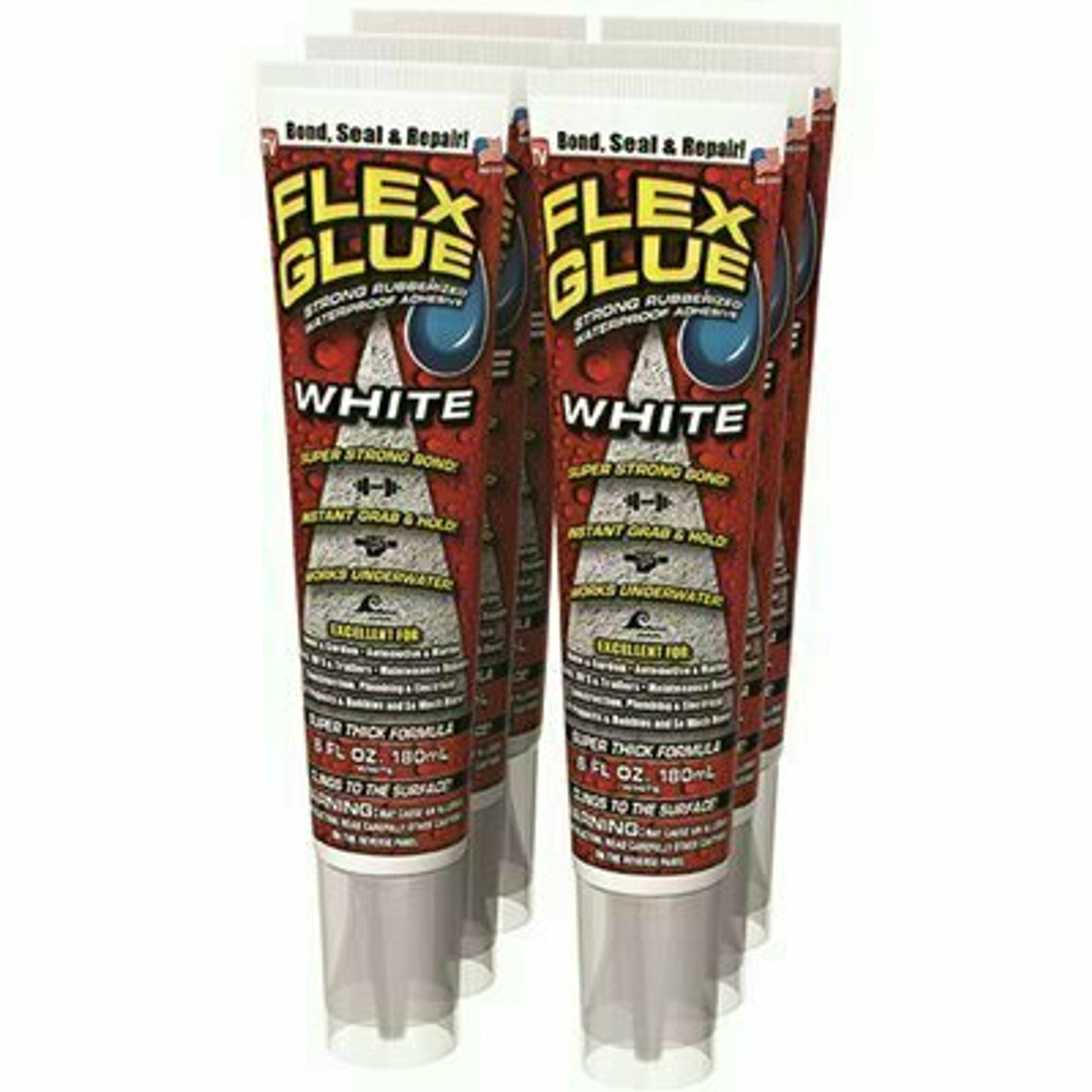 Flex Seal Family Of Products Flex Glue White 6 Oz. Strong Rubberized Waterproof Adhesive (6-Piece)