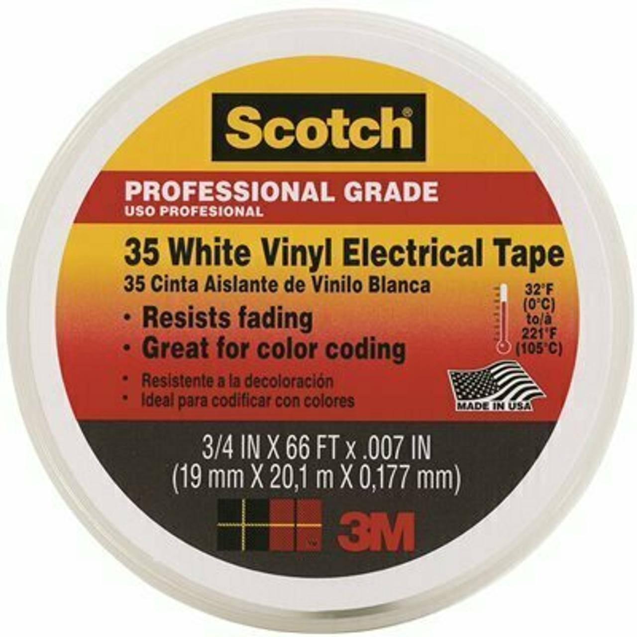 3M Scotch 0.75 In. X 66 Ft. X 7 Mil #35 Electrical Tape, White