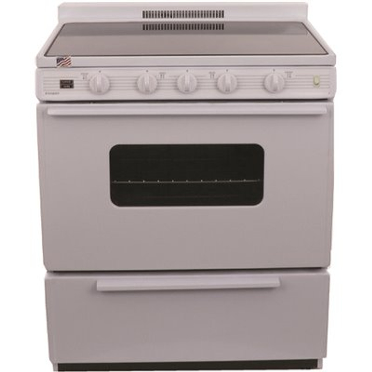 30 In. 3.91 Cu. Ft. 4-Burner Smooth Top Electric Range In. White, Power Cord Sold Separately, No Computer Parts Required