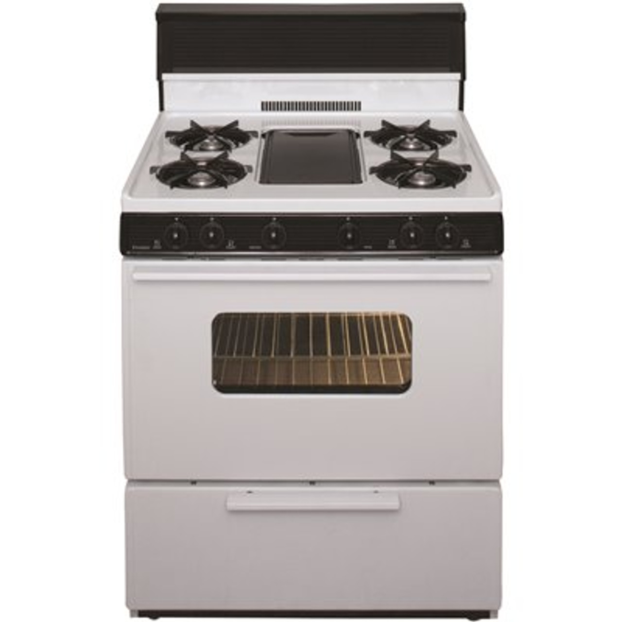 Premier 30 In. 3.91 Cu. Ft. Battery Spark Ignition Gas Range With 5 Burner And Griddle Package In White