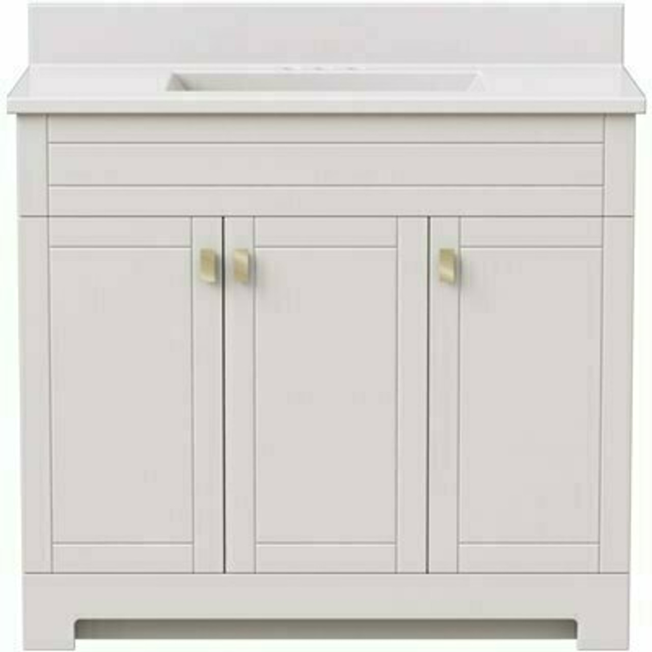 Canberra 37 In. W X 19 In. D Bath Vanity In Vanilla White With Cultured Marble Vanity Top In White With White Basin