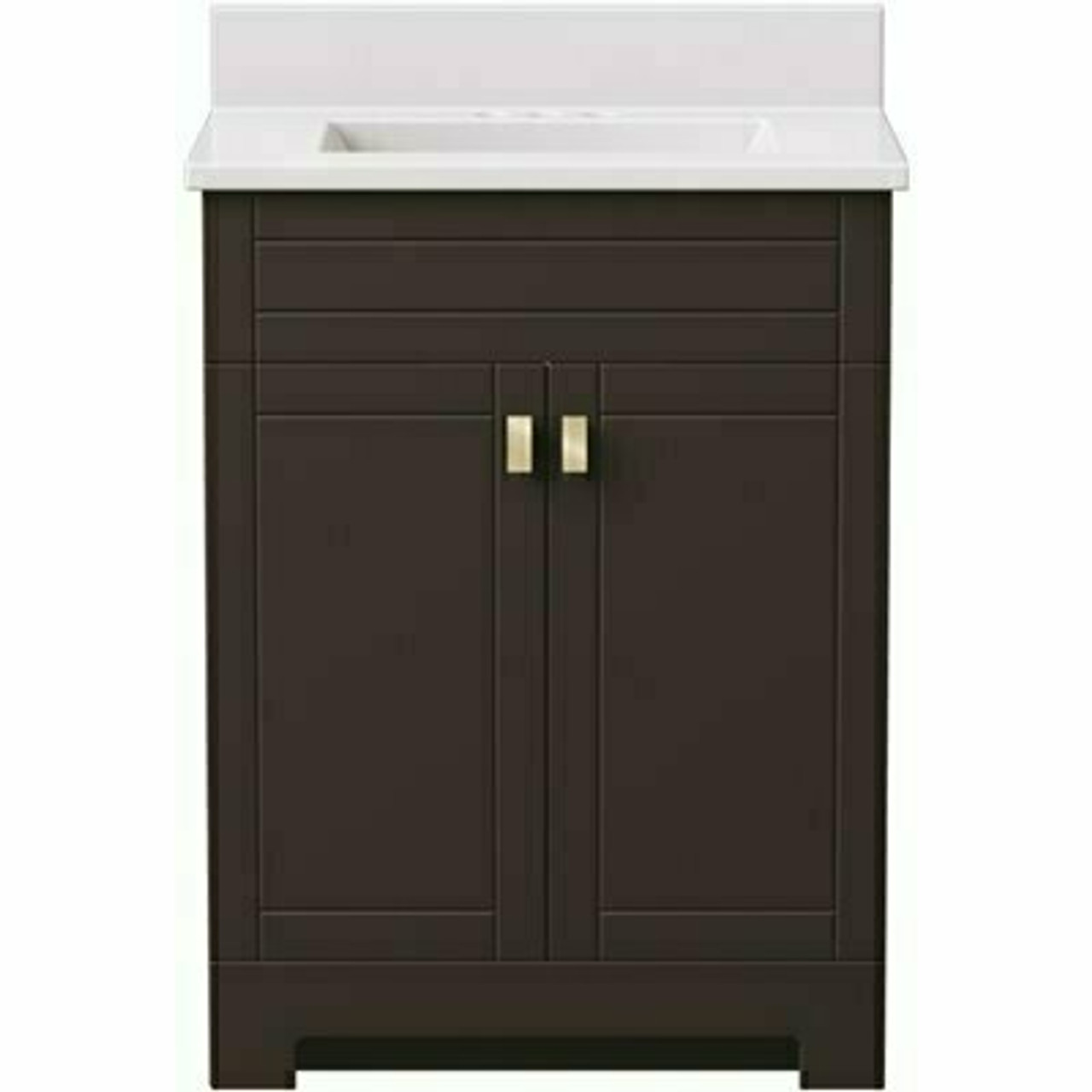 Canberra 25 In. W X 19 In. D Bath Vanity In Dark Chestnut With Cultured Marble Vanity Top In White With White Basin