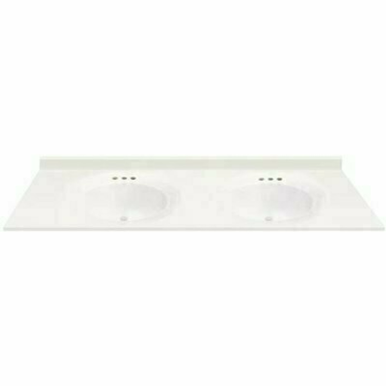 Magickwoods 61 In. W X 19 In. D Cultured Marble Oval Recessed Double Basin Vanity Top In White With White Basins