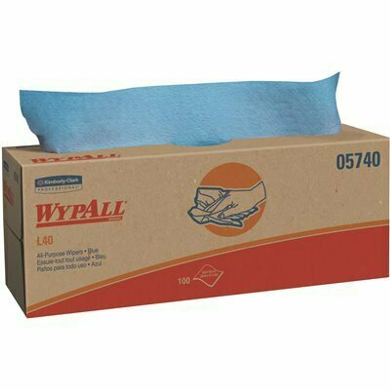 Kimberly-Clark Wypall L40 Wipers In A Pop-Up Box, Blue, 16.4 In. X 9.8 In., 100 Per Box