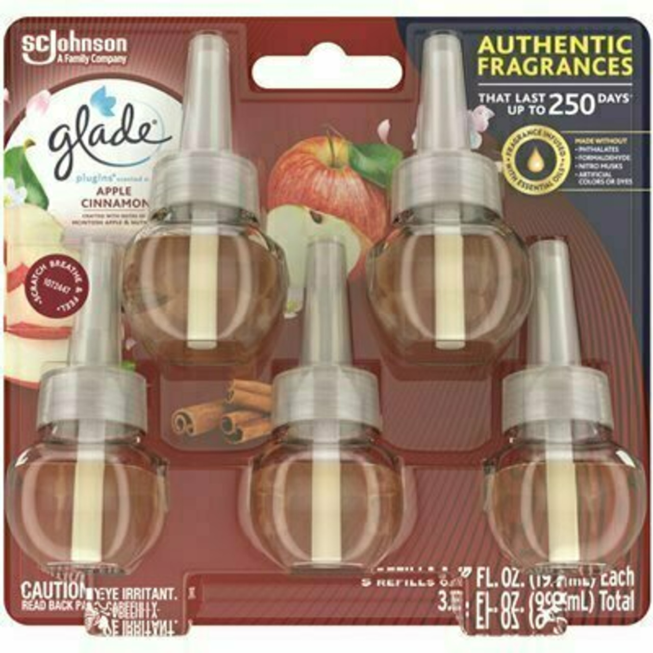 Glade 3.35 Fl. Oz. Apple Cinnamon Scented Oil Plug-In Air Freshener Refill (5-Pack)