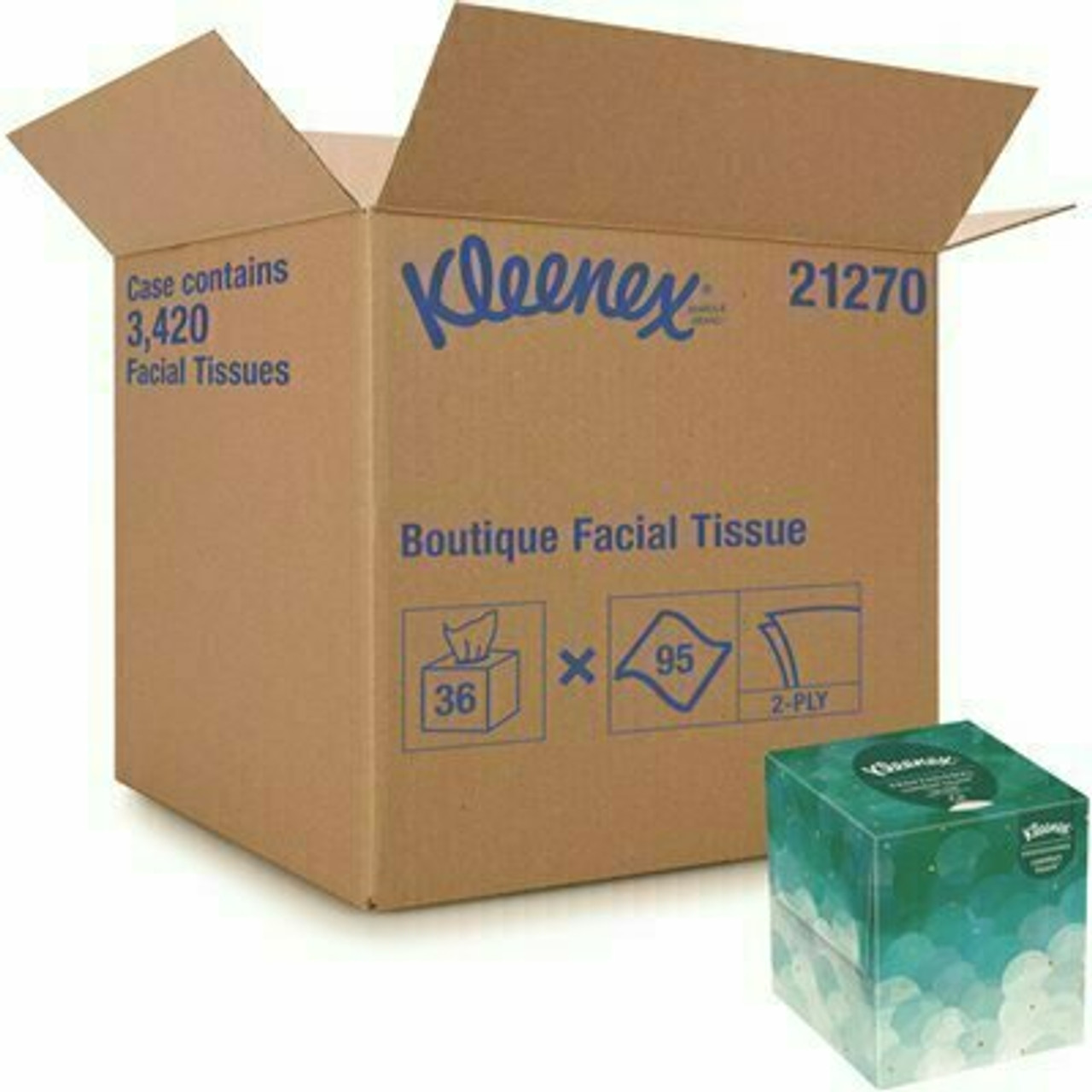 Kleenex Facial Tissue Cube Upright Face Tissue Box (36-Boxes/Case, 95 Tissues/Box, 3,420 Tissues/Case)