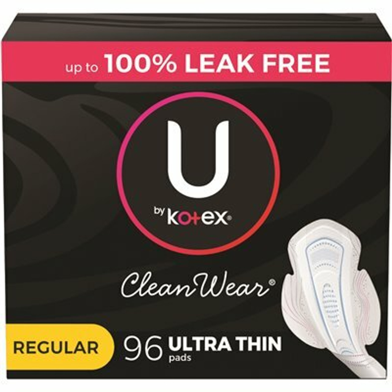 Kotex Cleanwear Ultra Thin Pads With Wings, Regular Absorbency, 96 Count