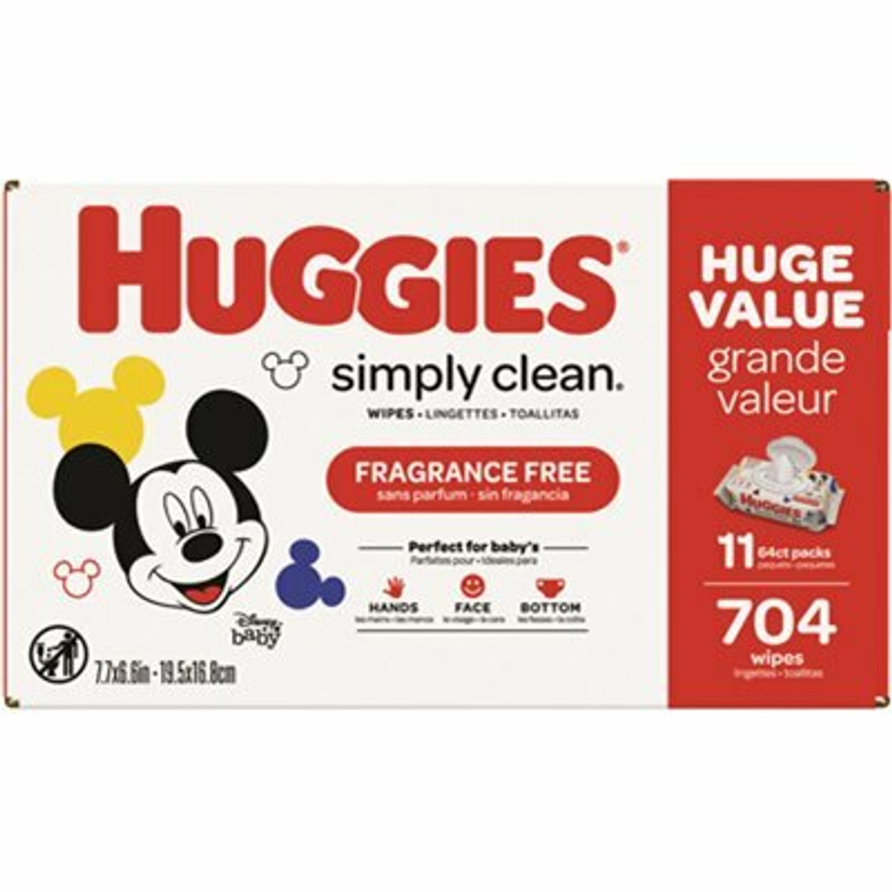 Huggies Simply Clean Unscented Baby Wipes, 11 Flip Lid Packs (704-Wipes Total)