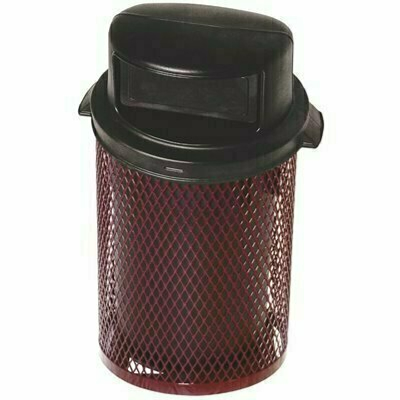 Everest 55 Gal. Burgundy Trash Receptacle With Square Plastic Dome Top