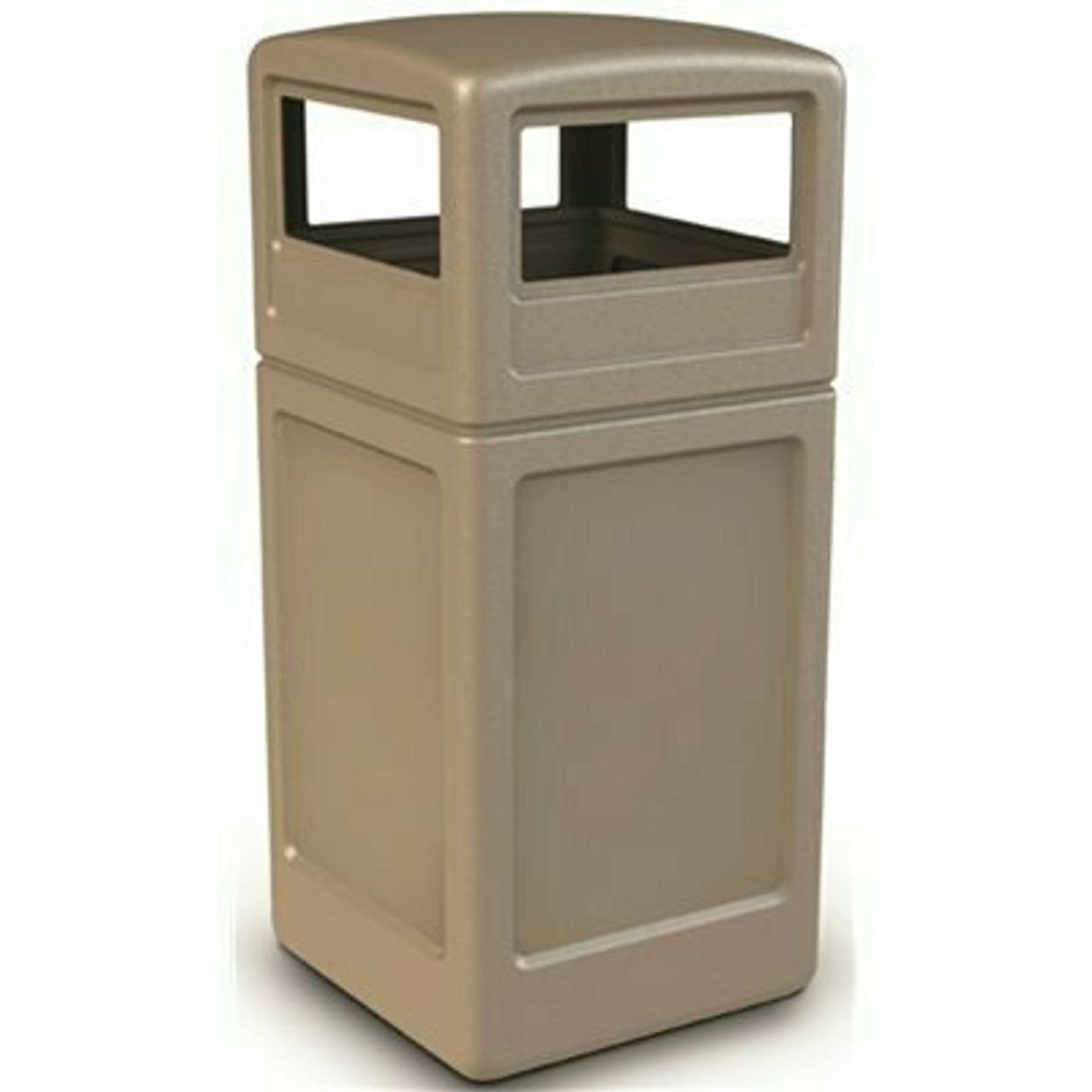 Polytec 42 Gal. Beige Square Trash Can With Dome Lid