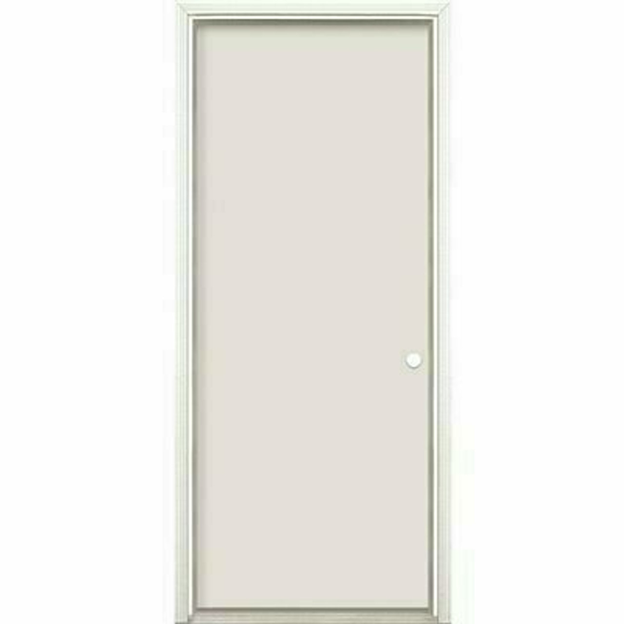 Masonite Utility 36 In. X 80 In. Flush Left Hand/Inswing Paintable Primed Gray Primed Steel Prehung Front Door With Brickmold