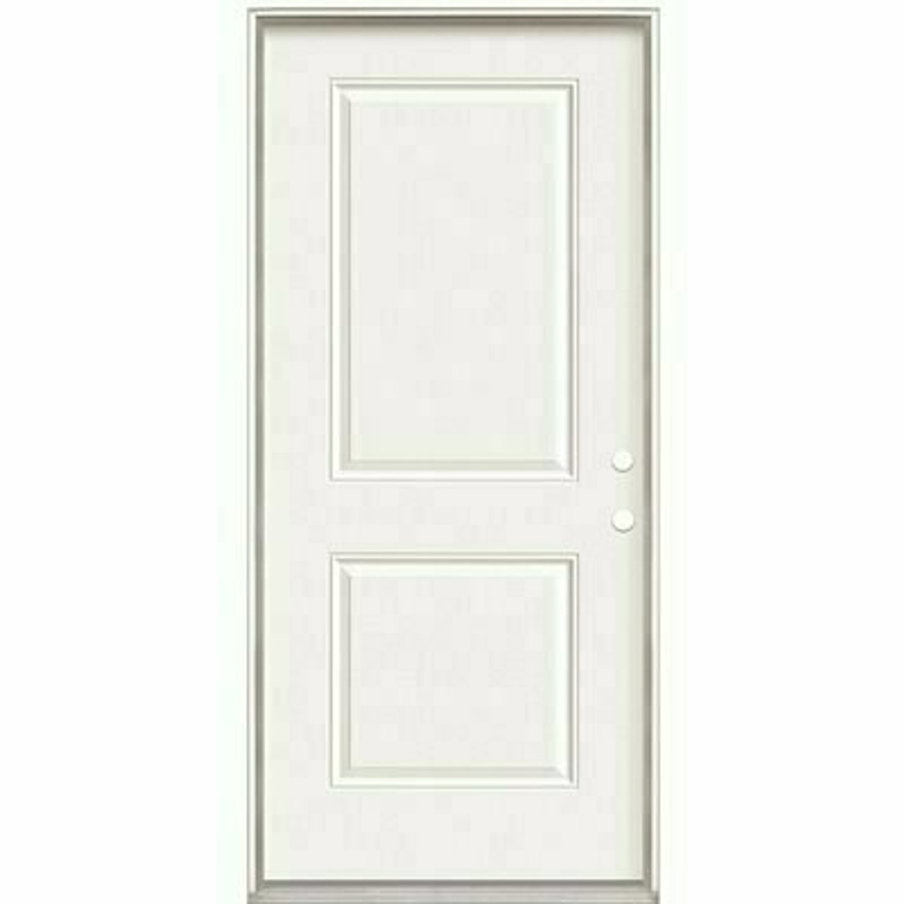 Masonite 36 In. X 80 In. White Right-Hand Inswing 2-Panel Square Primed Steel Prehung Front Door With No Brickmold