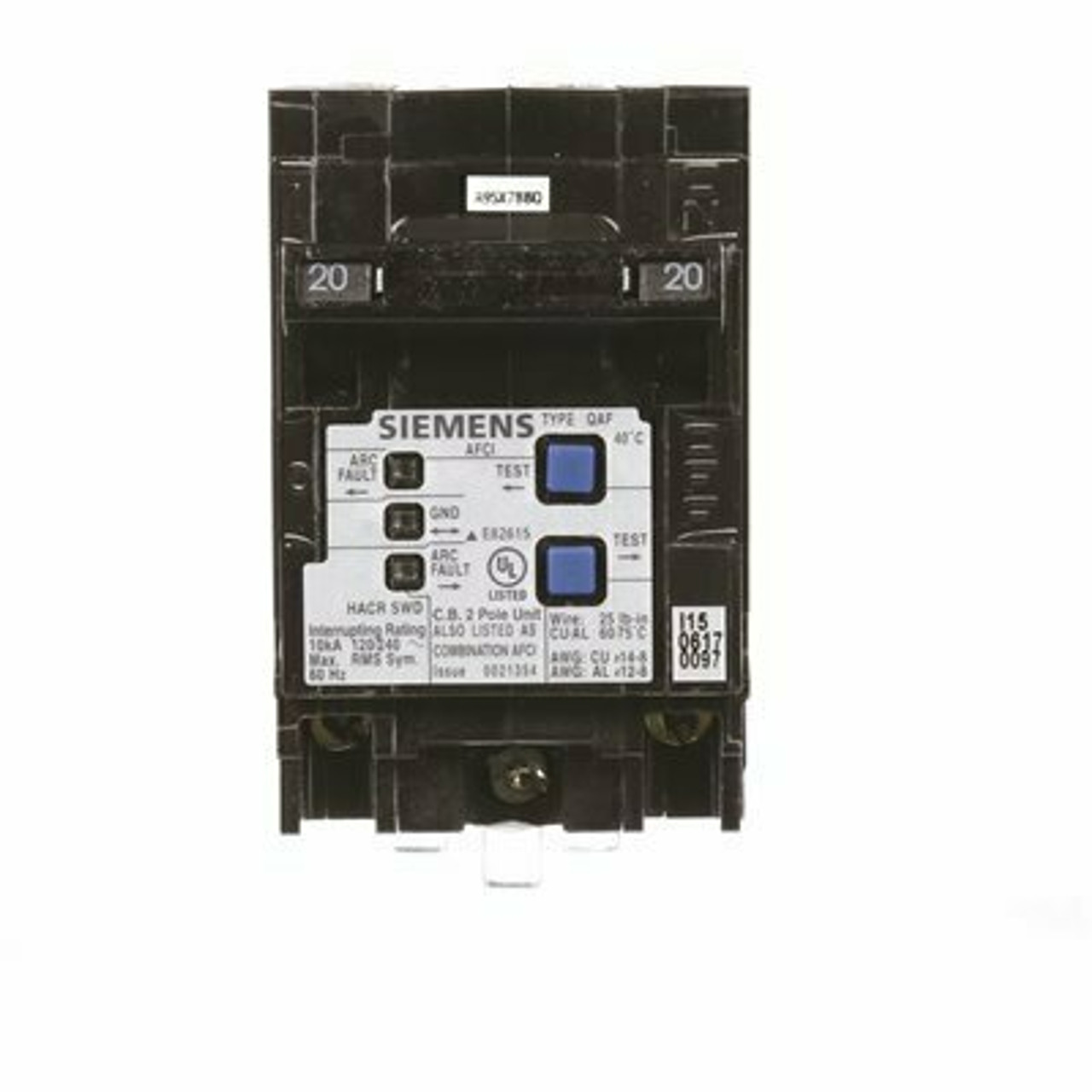 Siemens Type Qaf 20 Amp Double-Pole Combination Afci Circuit Breaker