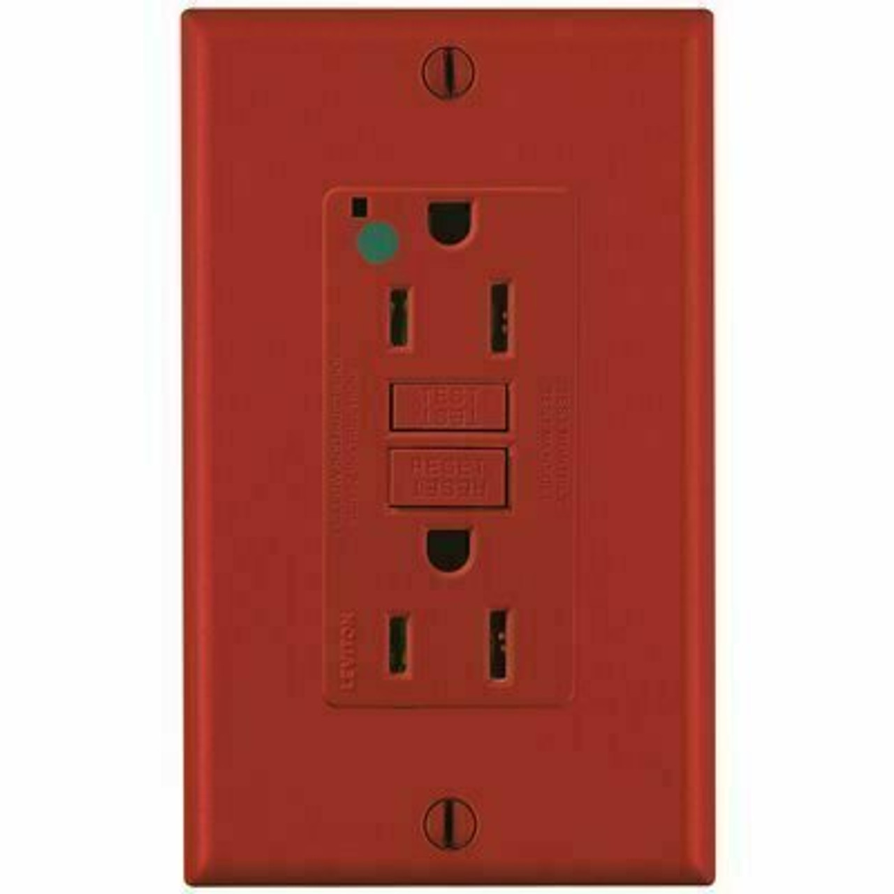 Leviton 15 Amp Self-Test Smartlockpro Hospital Grade Duplex Gfci Outlet With Led, Red