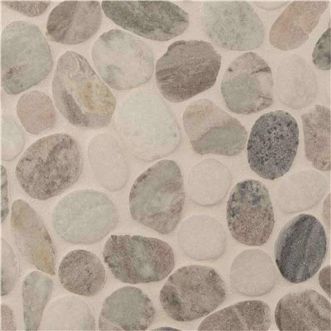 Msi Puebla Greige Pebble 11.42 In. X 11.42 In. X 10 Mm Polished Marble Mosaic Tile (9.1 Sq. Ft. / Case)