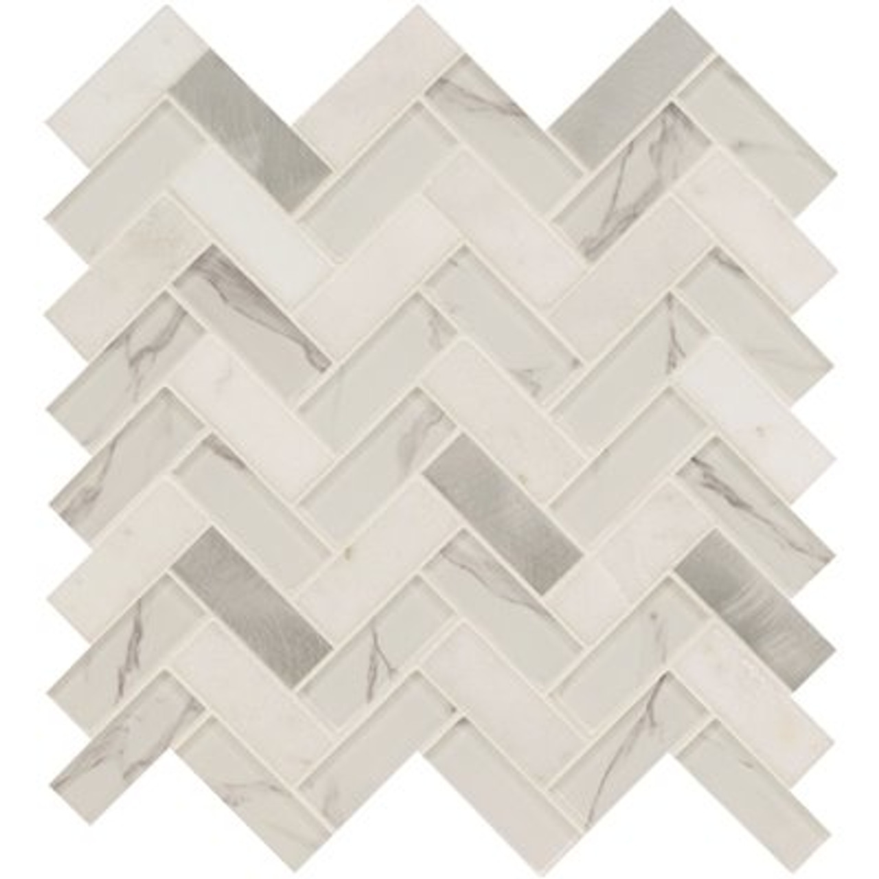 Msi Bytle Bianco Herringbone 12 In. X 12 In. X 6 Mm Textured Mixed Glass Mosaic Tile (15 Sq. Ft. / Case)