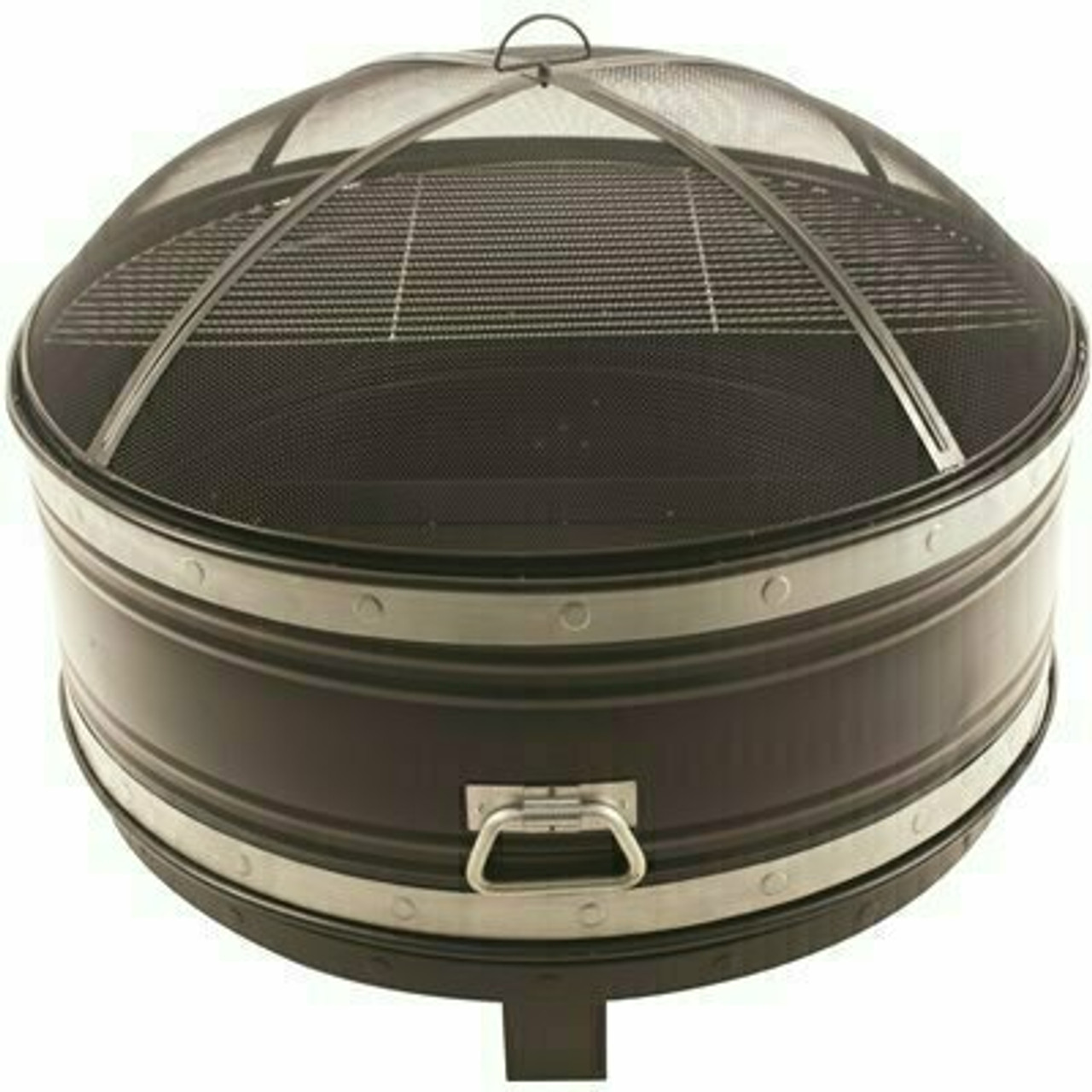 Pleasant Hearth Colossal 36 In. Round Steel Fire Pit In Black And Silver With Cooking Grid