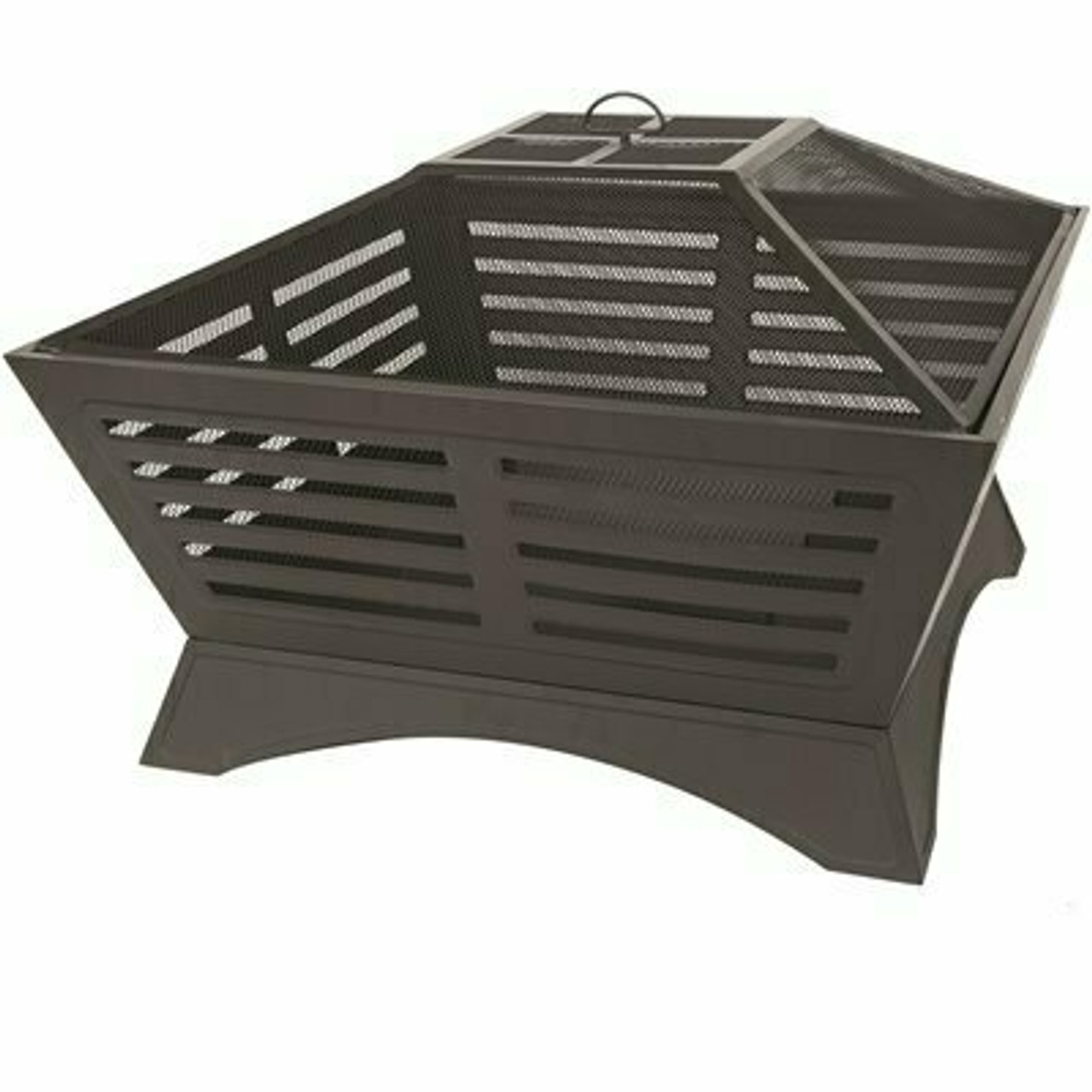 Pleasant Hearth Hutchinson 32.8 In. W X 23.7 In. H Square Steel Wood Burning Black Fire Pit
