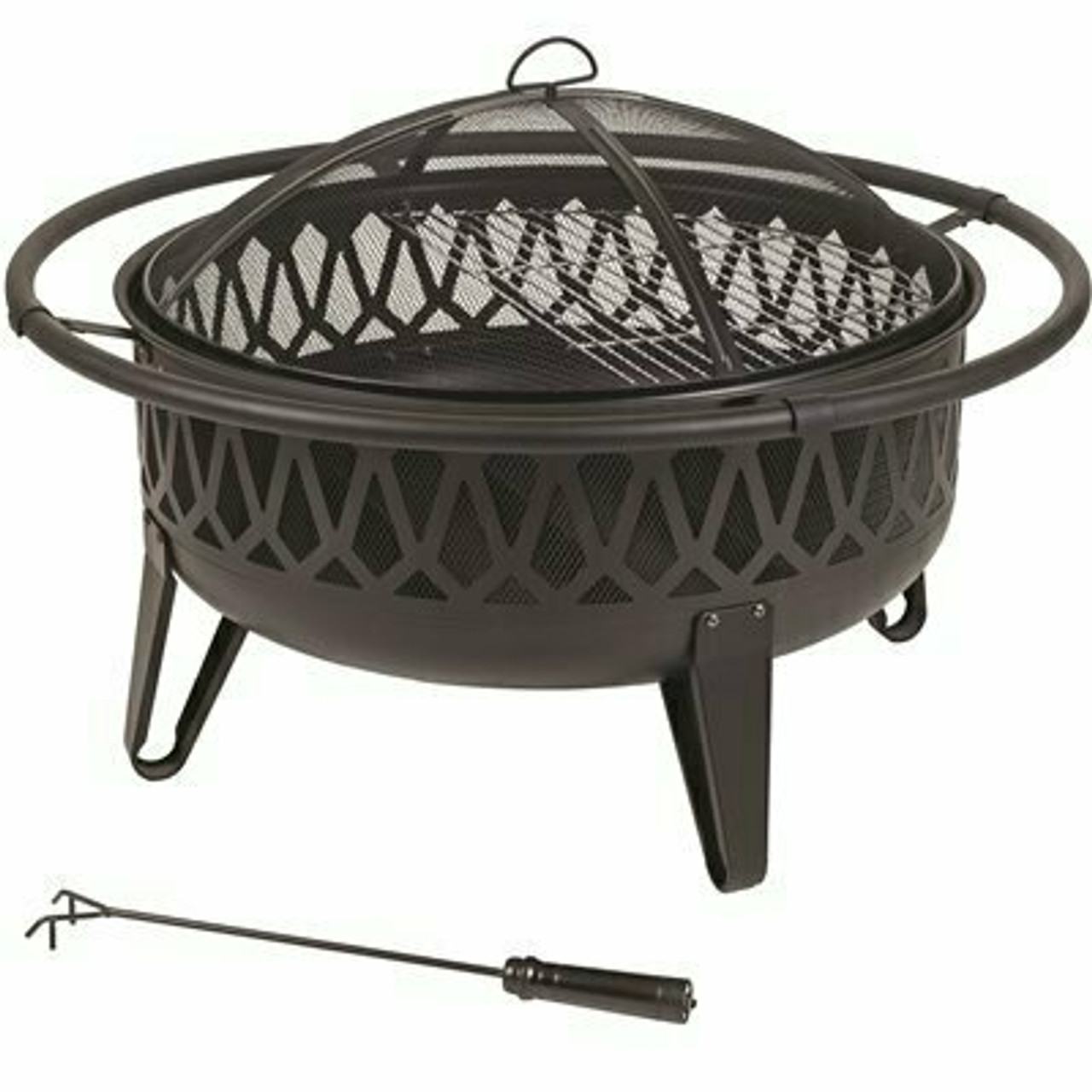 Pleasant Hearth Harmony 36 In. W X 22.8 In. H Round Steel Wood Burning Black Fire Pit