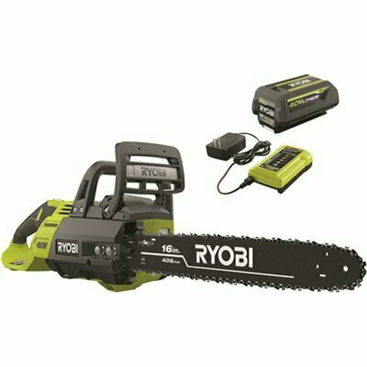 Ryobi 40V Brushless 16 In. Cordless Battery Chainsaw With 4.0 Ah Battery And Charger