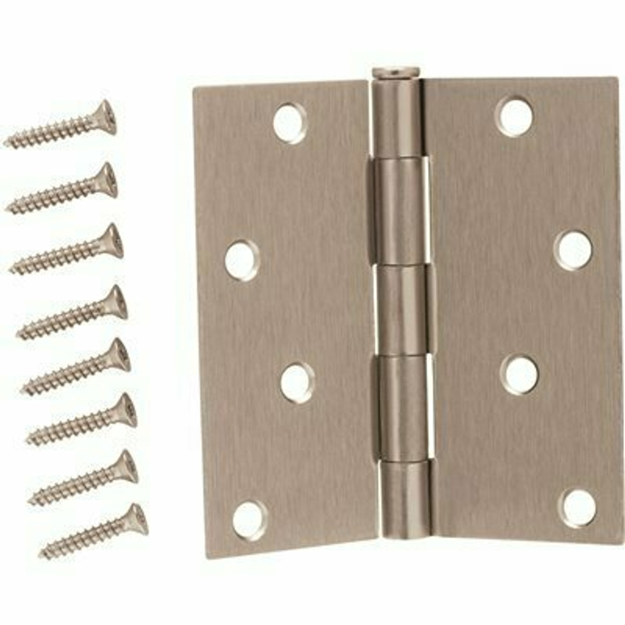 Everbilt 4 In. Square Corner Satin Nickel Door Hinge Value Pack (24-Pack)