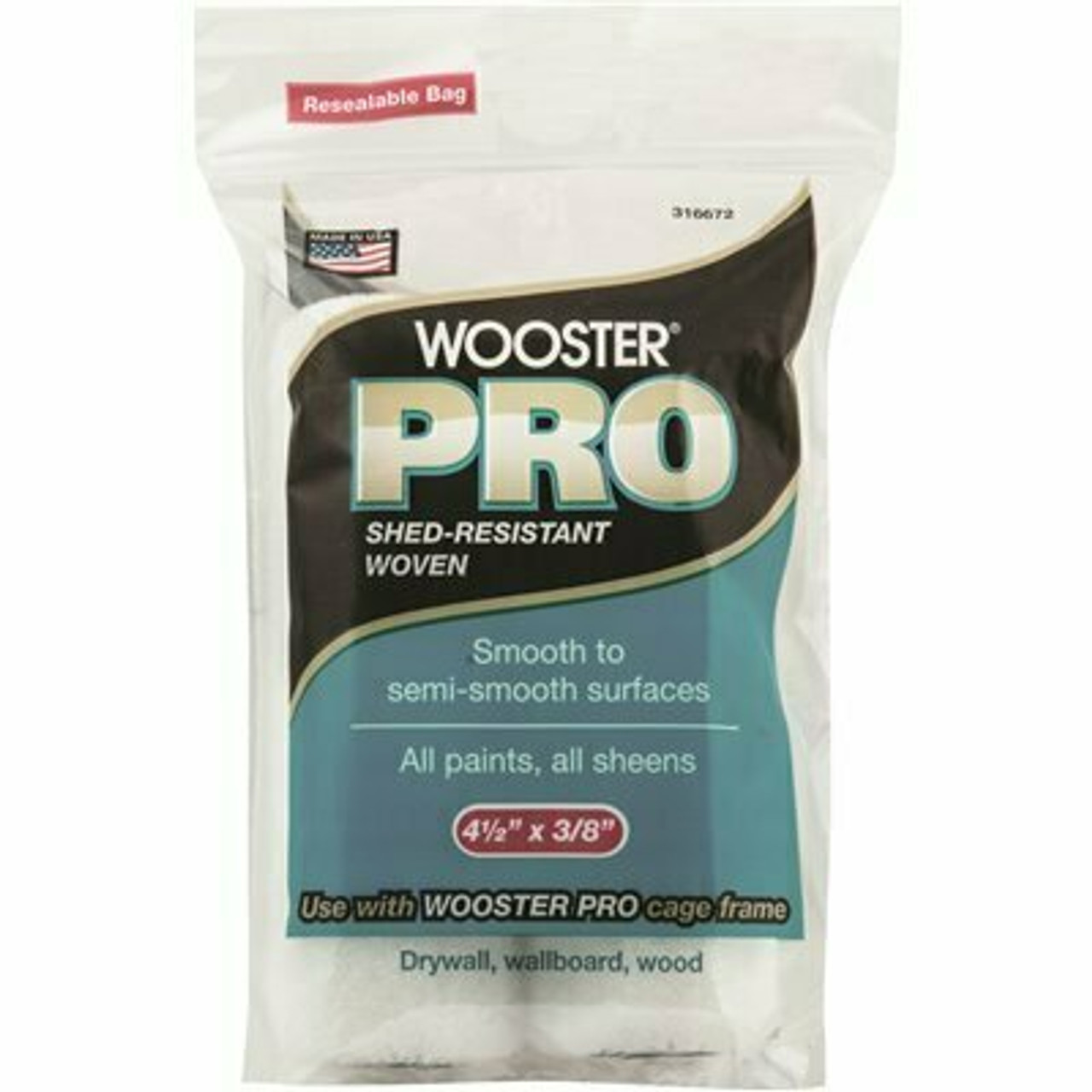 Wooster 4-1/2 In. X 3/8 In. High-Density Pro Woven Cage Frame Roller (2-Pack)