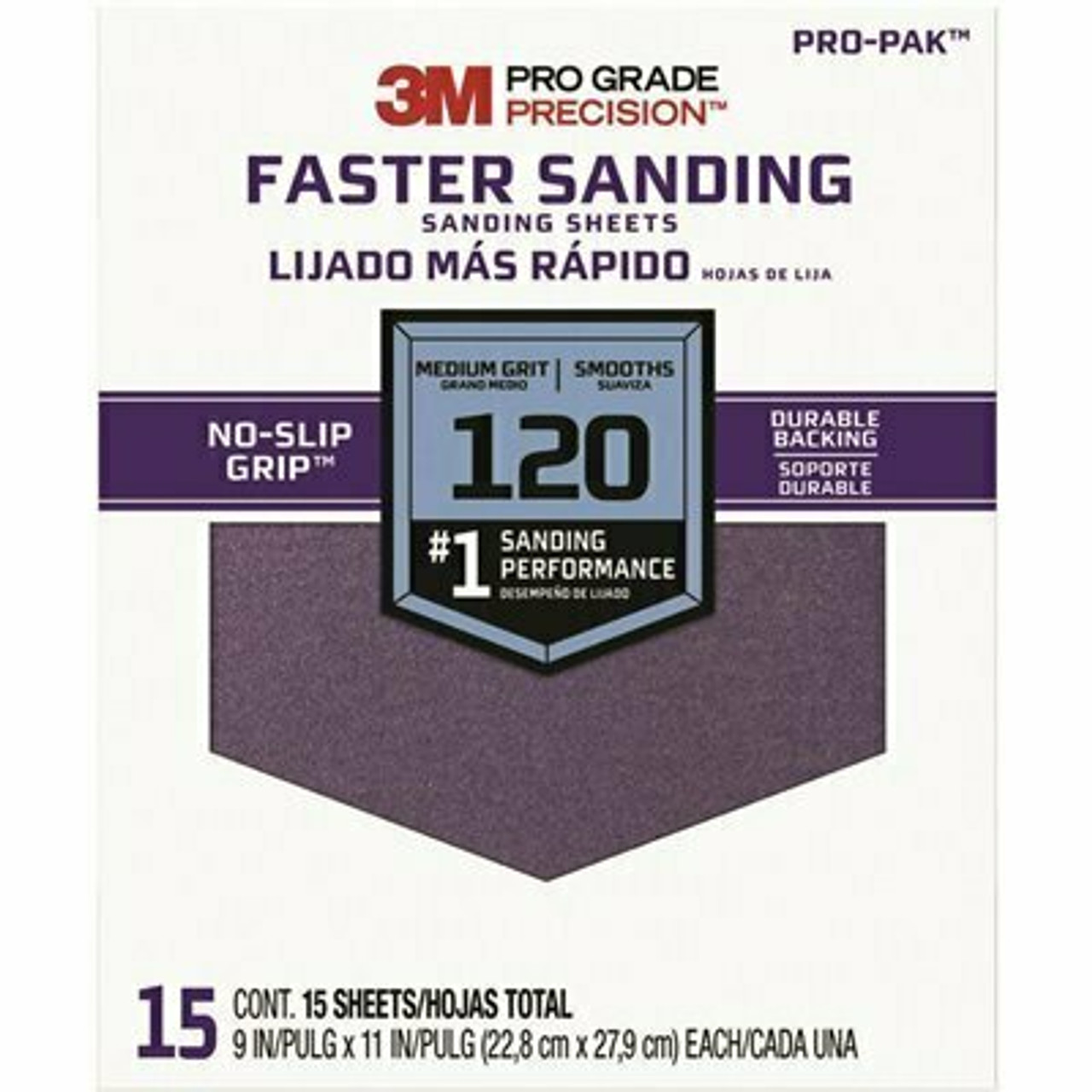 3M Pro Grade Precision 9 In. X 11 In. 120 Grit Medium Faster Sanding Sheets (15-Pack)