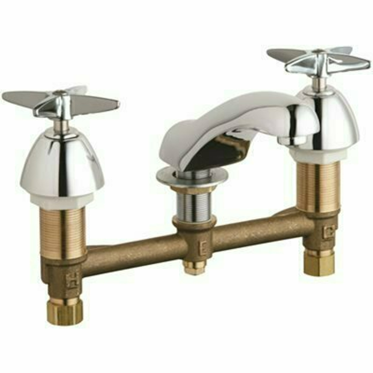 8 In. Widespread 2-Handle Low Arc Bathroom Faucet In Chrome With 5 In. Center To Center Rigid Cast Brass Spout - 283724