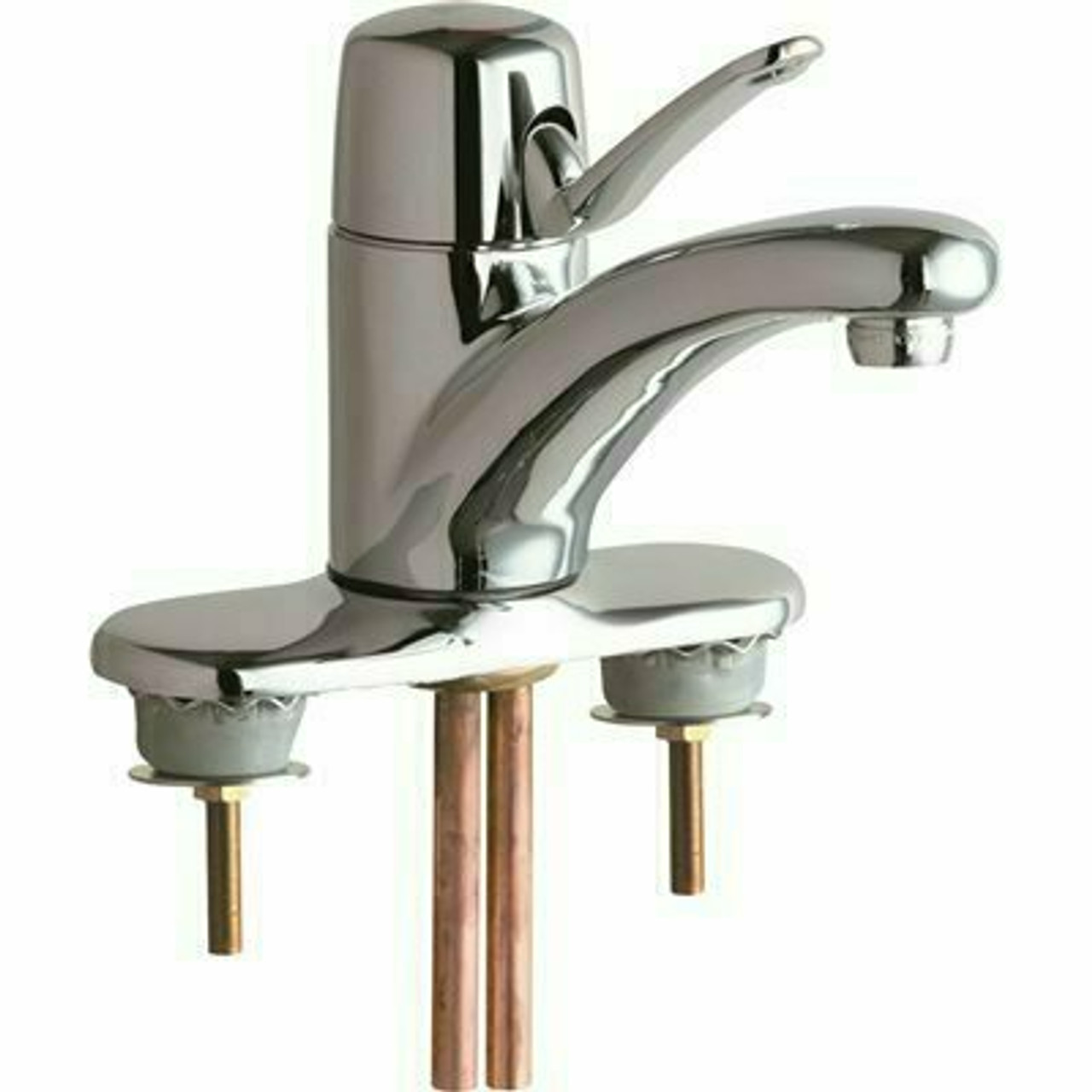 Chicago Faucets 4 In. Centerset 1-Handle Low-Arc Bathroom Faucet In Chrome With 4-3/4 In. Integral Cast Brass Spout