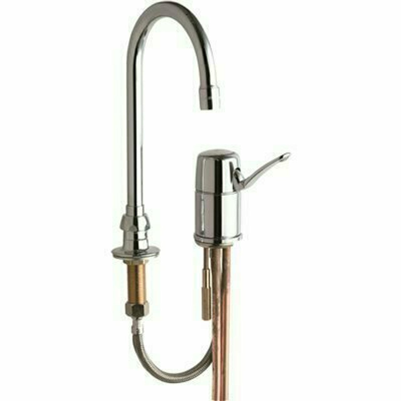 Chicago Faucets 1-Handle High Arc Bathroom Faucet In Chrome With 5-1/4 In. Rigid/Swing Gooseneck Spout