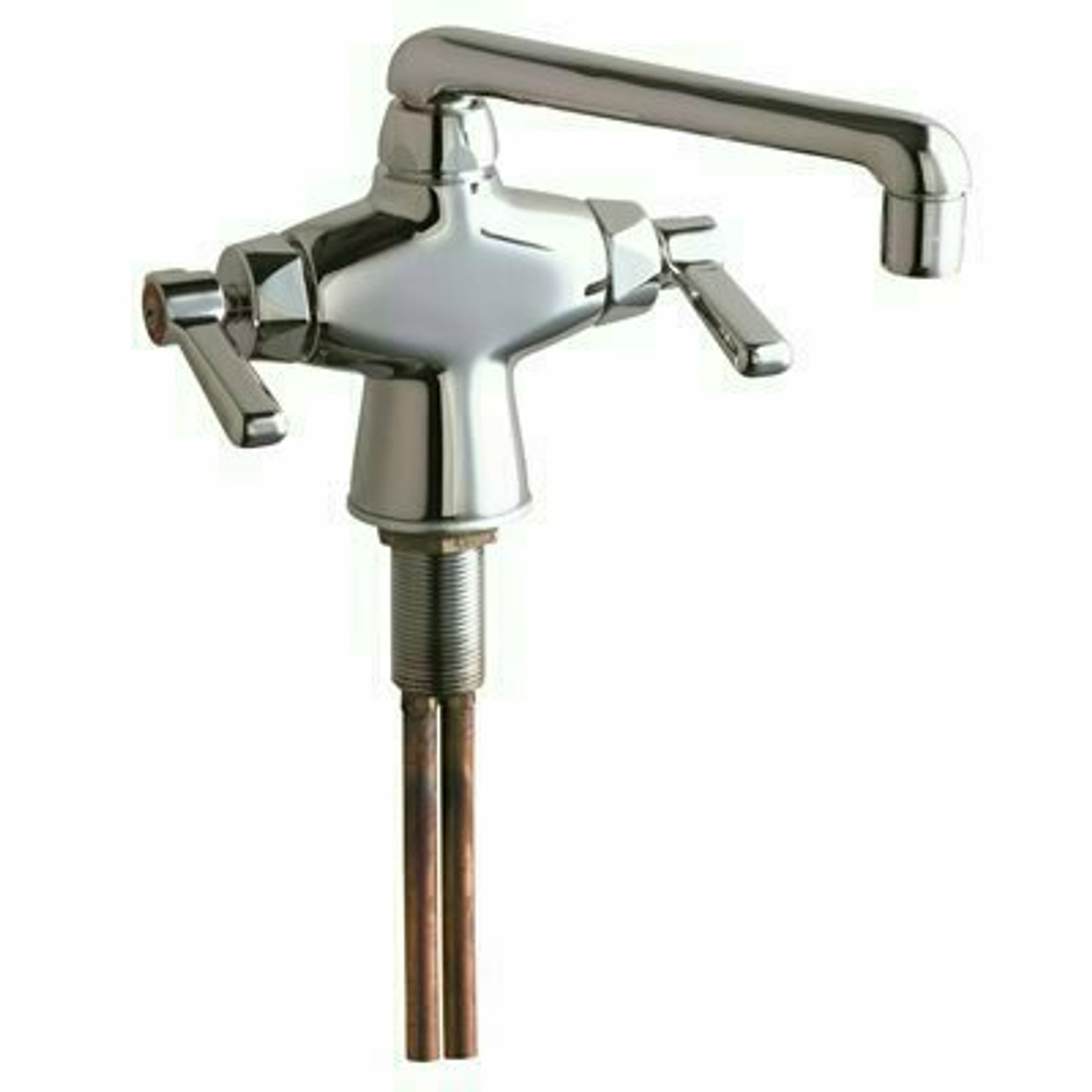 Chicago Faucets Two Handled Deck Mount Pot Filler Utility Faucet With Ceramic Cartridge, Lead Free In Chrome Plated Finish