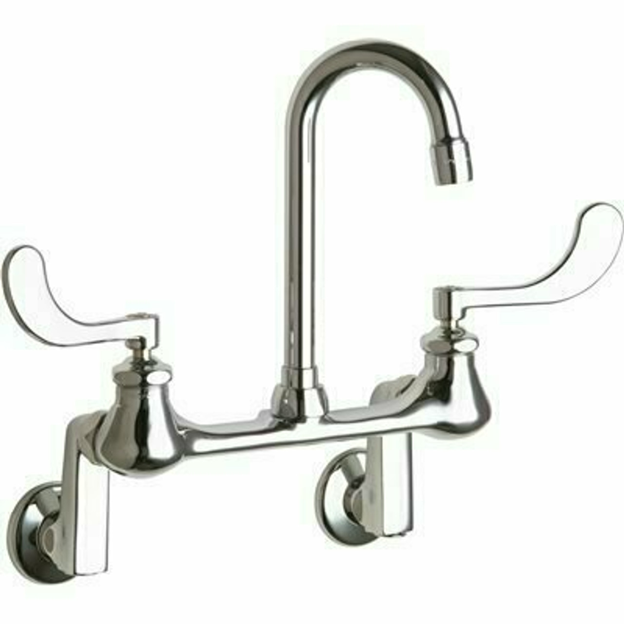 Chicago Faucets Wall-Mounted Hospital Sink Faucet, 3.5-Inch Gooseneck Spout, Wristblade Handles, 2.2 Gpm Aerator