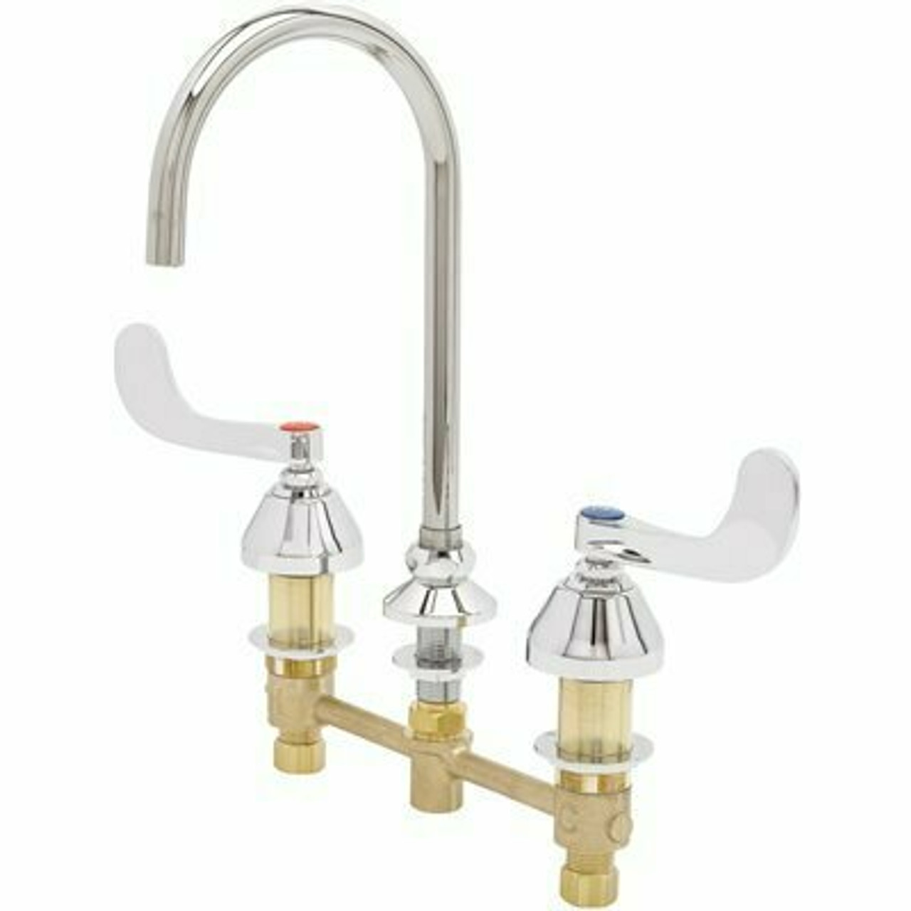T&S 2-Handle Medical Faucet In Polished Chrome With Plain End Spout
