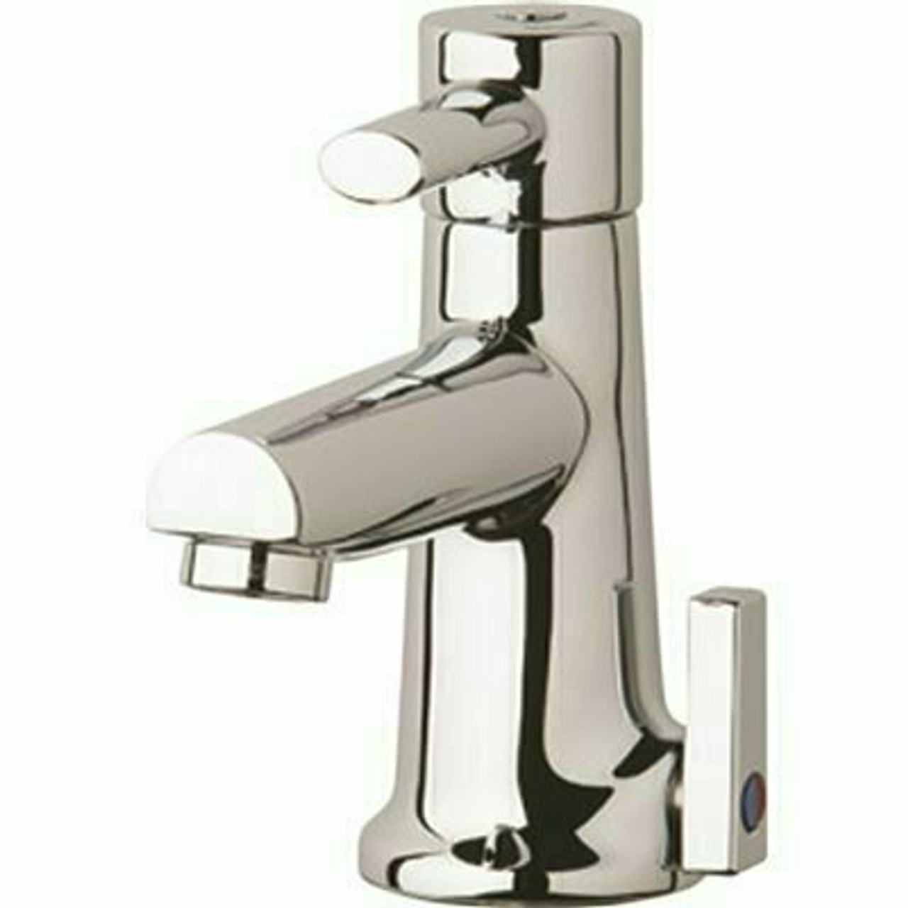 Single-Handle Deck-Mounted Hot/Cold Metering Mixing Faucet With Ceramic Cartridge 4 In. 0.5 Gpm In Chrome-Plated