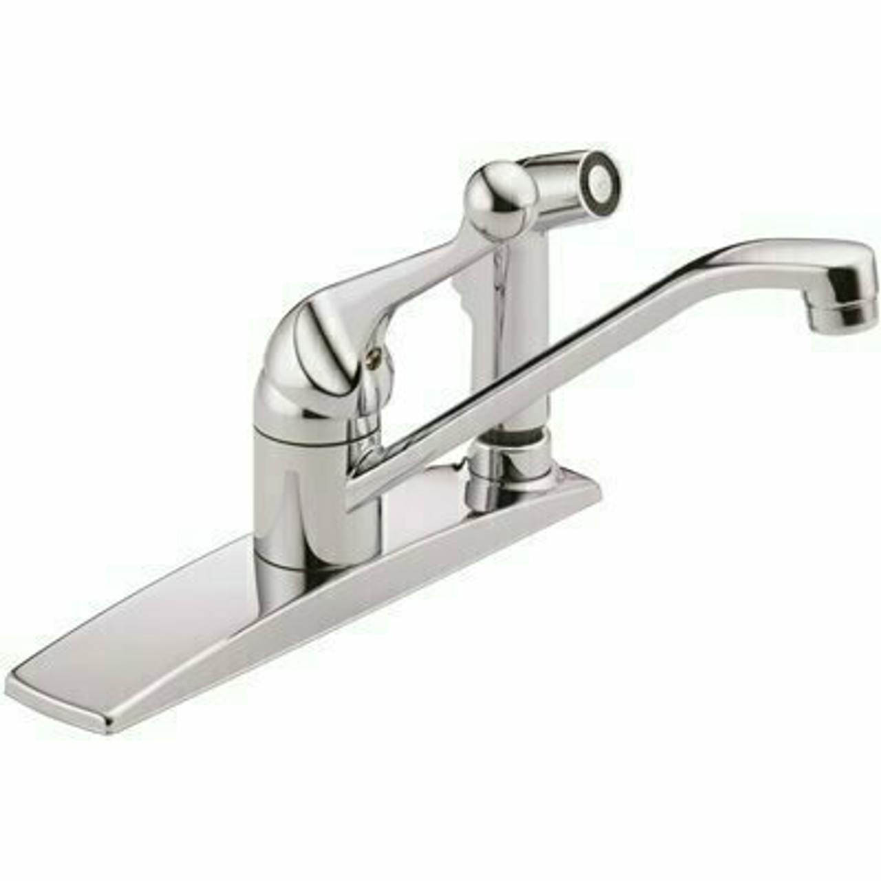 Delta Classic Single-Handle Standard Kitchen Faucet With Side Sprayer And Fittings In Chrome