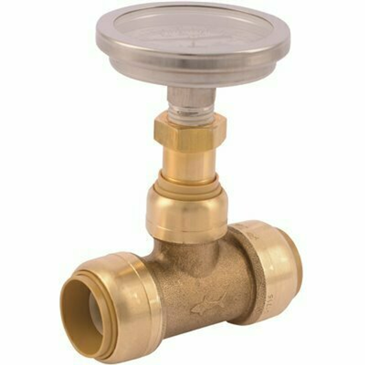Sharkbite 3/4 In. Push-To-Connect Brass Tee Fitting With Water Temperature Gauge